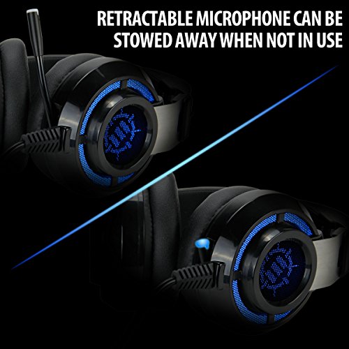 ENHANCE Scoria Headset mit Mikrofon mit 7.1 Surround-Sound - Gaming Headset, Bassvibration, Einstellbarer LED-Beleuchtung, Lautstärkeregelung und Einziehbarem Mikrofon - PS5, PS4, PC Bild 6