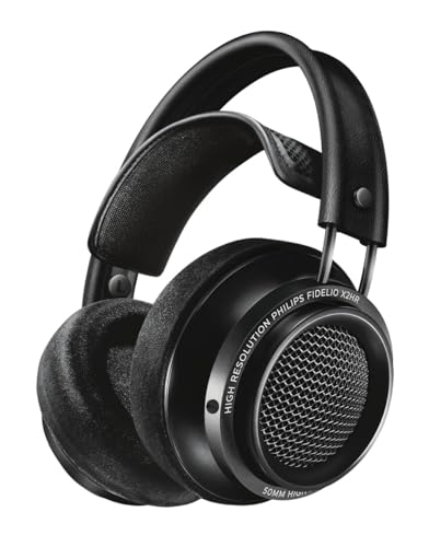 Philips Fidelio X2 Over Ear Hochauflösende Kabelgebundene Kopfhörer, Akustisches Offenes Design, 50mm Neodym LMC Treiber, Deluxe Velours-Memory-Schaum-Ohrpolster - Schwarz Bild 1