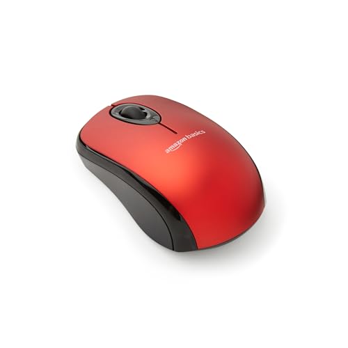 Amazon Basics Kabellose Computer-Maus mit USB-Nano-Empfänger, Rot Bild 1