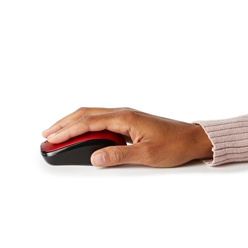 Amazon Basics Kabellose Computer-Maus mit USB-Nano-Empfänger, Rot Bild 3