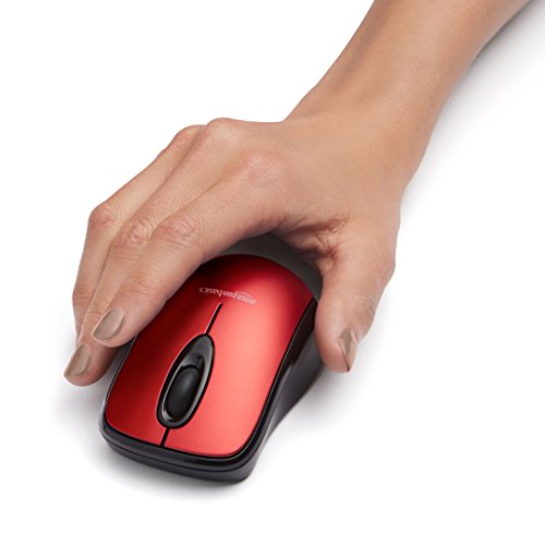 Amazon Basics Kabellose Computer-Maus mit USB-Nano-Empfänger, Rot Bild 5