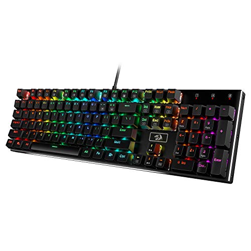 Redragon K556 Mechanische Gaming-Tastatur, US-Layout, Brauner Schalter, Taktile & klick-Tastatur, 18 Modus RGB-Beleuchtung, Voll Programmierbar, Ganzmetallpanel, Ergonomische Tastatur, Schwarz Bild 1