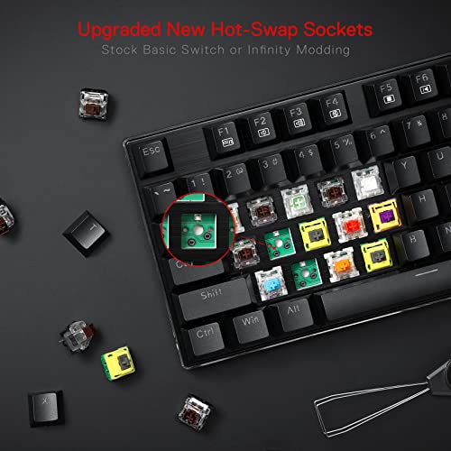 Redragon K556 Mechanische Gaming-Tastatur, US-Layout, Brauner Schalter, Taktile & klick-Tastatur, 18 Modus RGB-Beleuchtung, Voll Programmierbar, Ganzmetallpanel, Ergonomische Tastatur, Schwarz Bild 5