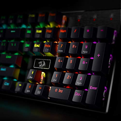 Redragon K556 Mechanische Gaming-Tastatur, US-Layout, Brauner Schalter, Taktile & klick-Tastatur, 18 Modus RGB-Beleuchtung, Voll Programmierbar, Ganzmetallpanel, Ergonomische Tastatur, Schwarz Bild 6
