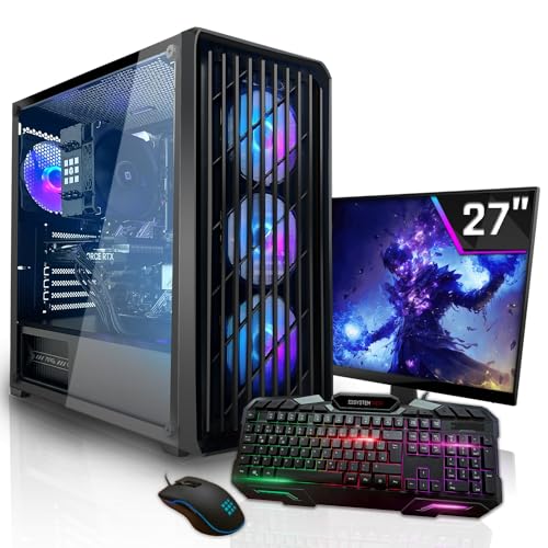 SYSTEMTREFF Basic Gaming Komplett PC Set AMD Ryzen 5 PRO 5655G 6x4.4GHz | AMD RX Vega 7 4K | 512GB M.2 NVMe | 16GB DDR4 RAM | WLAN Desktop Paket Computer für Gamer, Gaming Bild 1