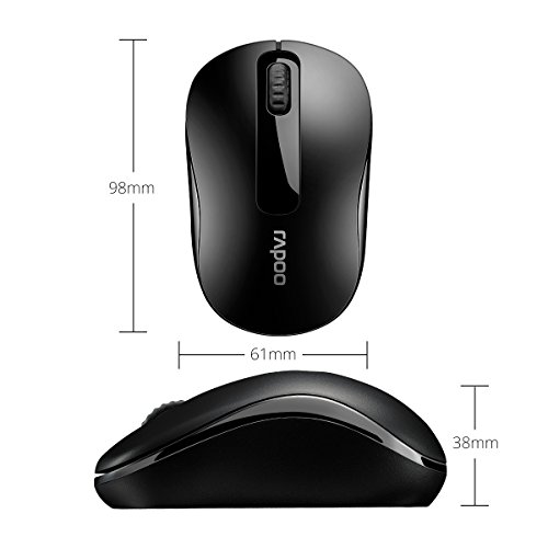 Rapoo M10 Plus kabellose Maus wireless Mouse 2.4 GHz Computermaus 1000 DPI Sensor 12 Monate Batterielaufzeit ergonomisch für PC & Mac - schwarz Bild 2