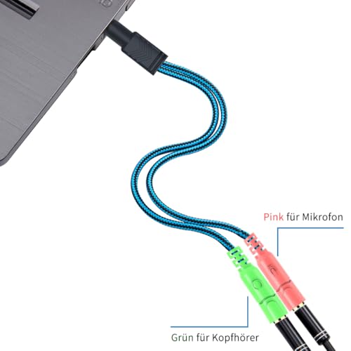 ENVEL Combo Audio Klinke Y-Adapter [ Audio 3,5mm Klinkenstecker ( 4-polig ) auf 2 x 3,5mm Klinkenbuchse ] für PC Tablets Gaming Headsets MP3 iPhone 7 6 6s plus Samsung Bild 4