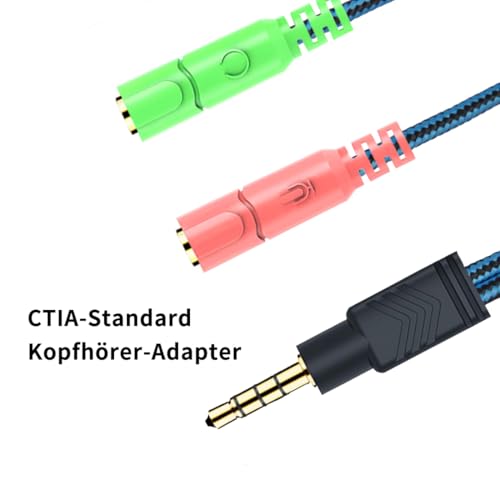ENVEL Combo Audio Klinke Y-Adapter [ Audio 3,5mm Klinkenstecker ( 4-polig ) auf 2 x 3,5mm Klinkenbuchse ] für PC Tablets Gaming Headsets MP3 iPhone 7 6 6s plus Samsung Bild 5