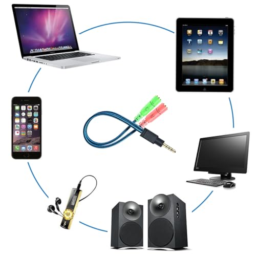 ENVEL Combo Audio Klinke Y-Adapter [ Audio 3,5mm Klinkenstecker ( 4-polig ) auf 2 x 3,5mm Klinkenbuchse ] für PC Tablets Gaming Headsets MP3 iPhone 7 6 6s plus Samsung Bild 6