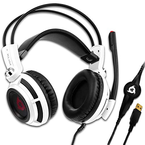 KLIM Puma - Micro Gamer Headset - 7.1 Surround-Sound - Hochqualitativer Klang - PS5 Headset mit Integrierte Vibrationen - Perfekt für PC Gaming, PS4, PS5 - Weiß Bild 1