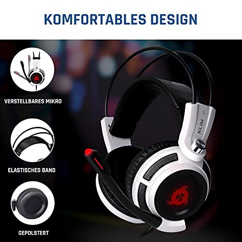 KLIM Puma - Micro Gamer Headset - 7.1 Surround-Sound - Hochqualitativer Klang - PS5 Headset mit Integrierte Vibrationen - Perfekt für PC Gaming, PS4, PS5 - Weiß Bild 2