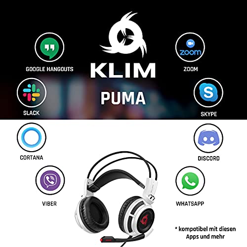 KLIM Puma - Micro Gamer Headset - 7.1 Surround-Sound - Hochqualitativer Klang - PS5 Headset mit Integrierte Vibrationen - Perfekt für PC Gaming, PS4, PS5 - Weiß Bild 4