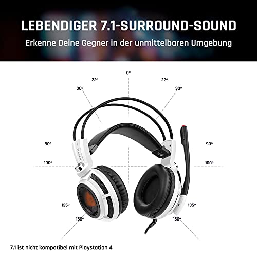 KLIM Puma - Micro Gamer Headset - 7.1 Surround-Sound - Hochqualitativer Klang - PS5 Headset mit Integrierte Vibrationen - Perfekt für PC Gaming, PS4, PS5 - Weiß Bild 6