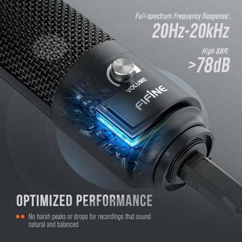 Fifine USB-Podcast-Kondensatormikrofon für Laptop, Keine Soundkarten-Schnittstelle und Phantomspeisung erforderlich. (K669) Bild 2