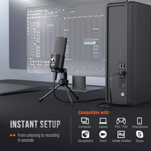 Fifine USB-Podcast-Kondensatormikrofon für Laptop, Keine Soundkarten-Schnittstelle und Phantomspeisung erforderlich. (K669) Bild 6