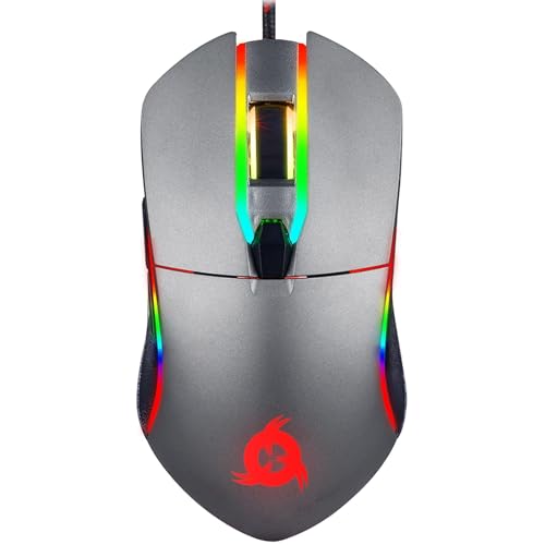 KLIM Aim Gaming Maus RGB Gamer Maus 7000 DPI - Ergonomische RGB Chroma Computermaus mit Kabel für Rechts- und Linkshänder - PS4-Gaming Mouse, Laptop und Desktop-PC + optische Präzisionsmaus - Grau Bild 1