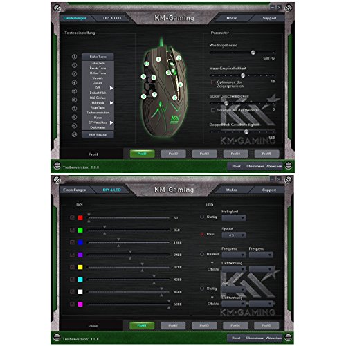 K-GM1 Grinder optische RGB 5.000dpi Gaming Maus USB [Avago ADNS-3310 Sensor/austauschbare Seitenteile/Gewichtsanpassung/Omron Switches / 9 Tasten/programmierbar] Bild 4