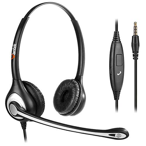 Wantek Kabelgebundenes Headset für PC – Leichtes On-Ear-Headset, Mikrofon mit Geräuschunterdrückung, 3,5mm Klinke, Beidseitiger Kopfhörer Bild 1
