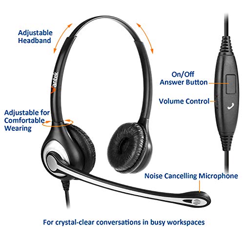 Wantek Kabelgebundenes Headset für PC – Leichtes On-Ear-Headset, Mikrofon mit Geräuschunterdrückung, 3,5mm Klinke, Beidseitiger Kopfhörer Bild 4