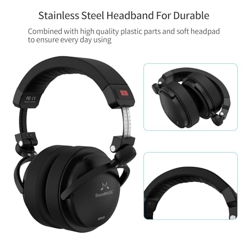 SoundMAGIC HP151 Wired Over-Ear Headphones HiFi Stereo Audiophile Headphones Noise Isolating Foldable Headset with Detachable Cables Black Bild 4