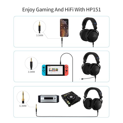 SoundMAGIC HP151 Wired Over-Ear Headphones HiFi Stereo Audiophile Headphones Noise Isolating Foldable Headset with Detachable Cables Black Bild 5