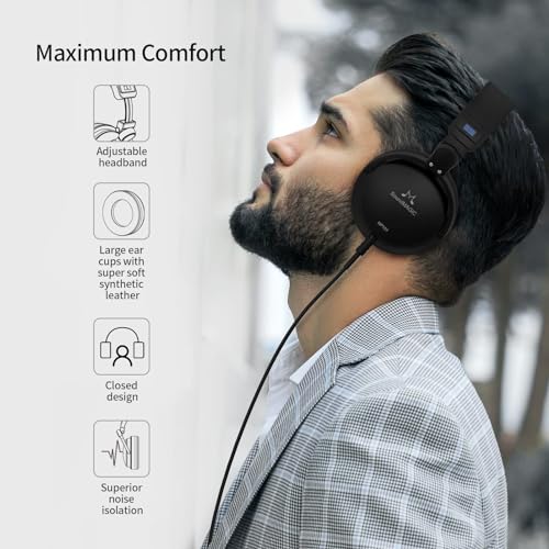 SoundMAGIC HP151 Wired Over-Ear Headphones HiFi Stereo Audiophile Headphones Noise Isolating Foldable Headset with Detachable Cables Black Bild 6