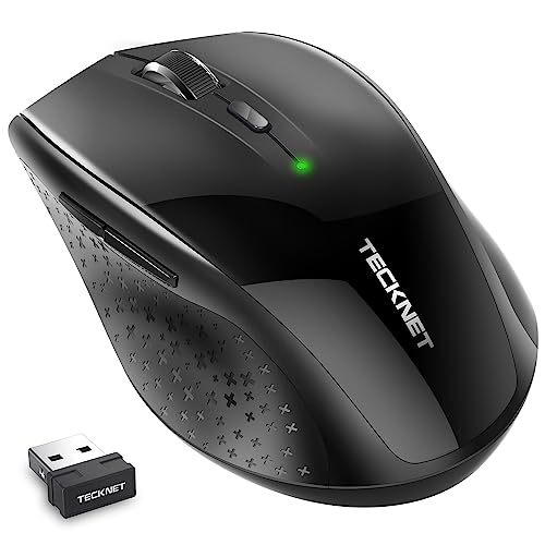 TECKNET Silent Maus Kabellose, 4800DPI 2.4GHz Leise Funkmaus mit Nano Empfänger, Side Control, Ohne Klickgeräusche, 6 Verstellbare DPI Level, Sechs Knöpfe Wireless Maus für Büro Zuhause, Schwarz Bild 1
