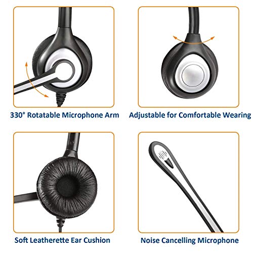 Wantek 2,5mm Telefon Headset Dual mit Noise Cancelling Mikrofon und Volume Mute Control Bild 4