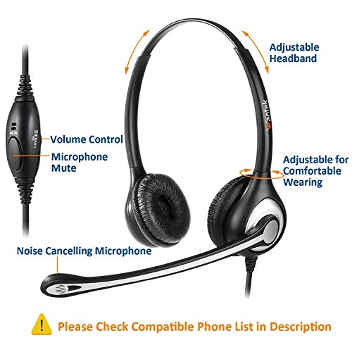 Wantek 2,5mm Telefon Headset Dual mit Noise Cancelling Mikrofon und Volume Mute Control Bild 5