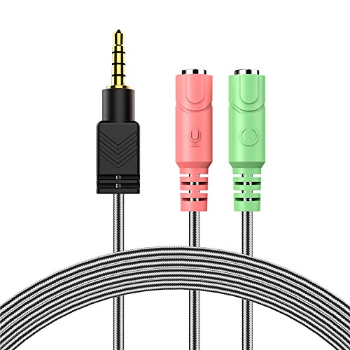 MillSO 3.5mm Audio Klinke Y Kabel - Headset Splitter Adapter mit Separater Mikrofon und Kopfhörer Buchse geeignet für PC-Gaming-Headset, Handy, Gaming Konsole und Tablet - 100CM Schwarz Bild 1