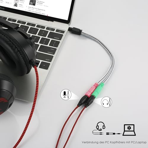 MillSO 3.5mm Audio Klinke Y Kabel - Headset Splitter Adapter mit Separater Mikrofon und Kopfhörer Buchse geeignet für PC-Gaming-Headset, Handy, Gaming Konsole und Tablet - 100CM Schwarz Bild 7