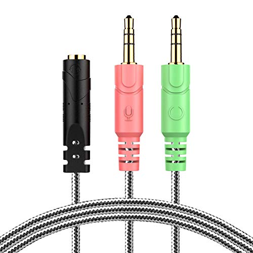 3,5 mm Audio Klinke Y Kabel Adapter – millso 1 x 3,5 mm Buchse auf 2 x 3,5 mm Stecker für PC PS4 Gaming Headset – 100 cm Schwarz Bild 1