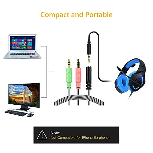 3,5 mm Audio Klinke Y Kabel Adapter – millso 1 x 3,5 mm Buchse auf 2 x 3,5 mm Stecker für PC PS4 Gaming Headset – 100 cm Schwarz Bild 4