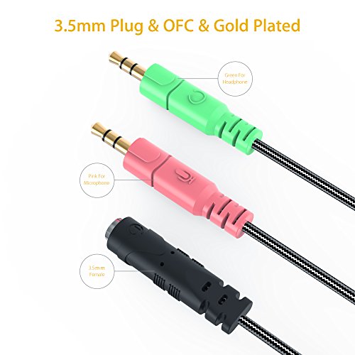 3,5 mm Audio Klinke Y Kabel Adapter – millso 1 x 3,5 mm Buchse auf 2 x 3,5 mm Stecker für PC PS4 Gaming Headset – 100 cm Schwarz Bild 6