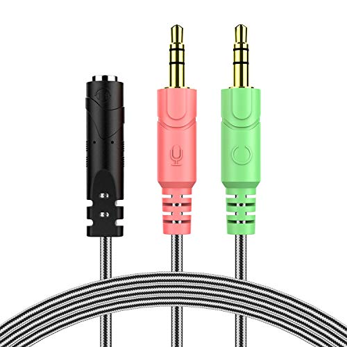 MillSO 3,5mm Audio Klinke Y Kabel Adapter -1 x 3,5mm 4 Pole Buchse 2 x 3,5mm 3 Pole Stecker für PC, 3.5mm CTIA Standard Gaming Kopfhörer - 100CM Schwarz Bild 1