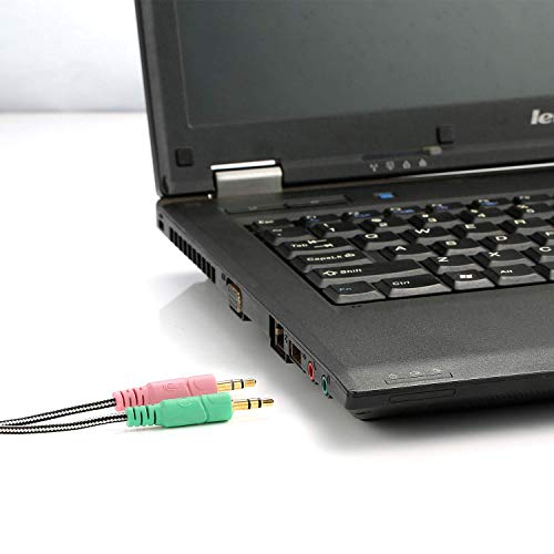 MillSO 3,5mm Audio Klinke Y Kabel Adapter -1 x 3,5mm 4 Pole Buchse 2 x 3,5mm 3 Pole Stecker für PC, 3.5mm CTIA Standard Gaming Kopfhörer - 100CM Schwarz Bild 4