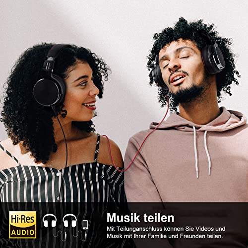 OneOdio Over Ear Kopfhörer mit Kabel, HiFi Studiokopfhörer mit Hi-Res, 50mm Treiber, Share-Port, Große Ohrmuscheln, 6,35 & 3,5mm Klinke, Geschlossene DJ Headphones für Podcast, Handy, PC (Pro 50) Bild 5