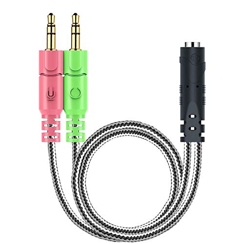 MillSO 3,5mm Klinke Adapter - Y Splitter Audio Kabel mit Separater Mikrofon und Kopfhörer Stecker für PC, PS4 Gaming Headset - 20CM Schwarz Bild 1