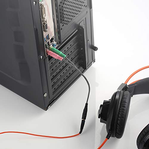 MillSO 3,5mm Klinke Adapter - Y Splitter Audio Kabel mit Separater Mikrofon und Kopfhörer Stecker für PC, PS4 Gaming Headset - 20CM Schwarz Bild 6