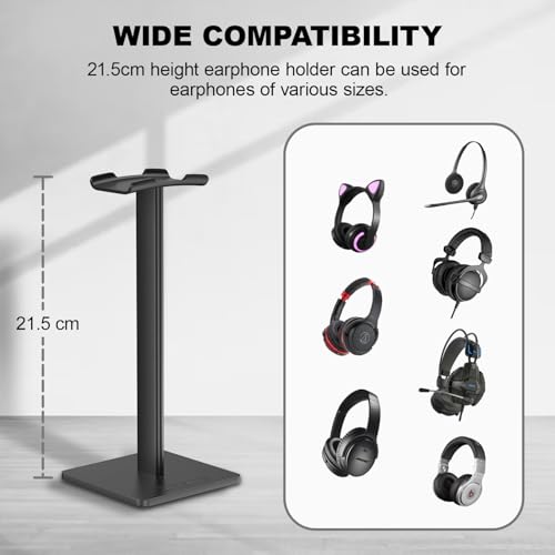 New Bee Kopfhörerständer, Headset-Ständer, Kopfhörerhalter, universal, Aluminium, Gaming-Headset-Halter, Kopfhörer-Display, Ohrhörer-Halterung für alle Kopfhörer, Schwarz Bild 4
