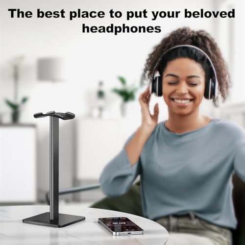 New Bee Kopfhörerständer, Headset-Ständer, Kopfhörerhalter, universal, Aluminium, Gaming-Headset-Halter, Kopfhörer-Display, Ohrhörer-Halterung für alle Kopfhörer, Schwarz Bild 5
