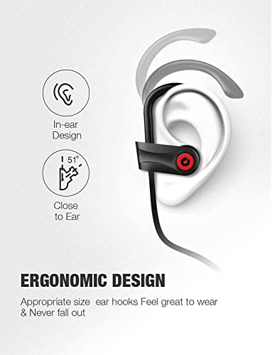 Otium In-Ear Sport Bluetooth Kopfhörer, Kabellose Hochleistung In-Ear Kopfhörer IPX7 Wasserdicht, Kabelgebunden Kopfhörer mit Mikrofon 9 Stunden Wiedergabe für Sport, Schwarz Bild 5