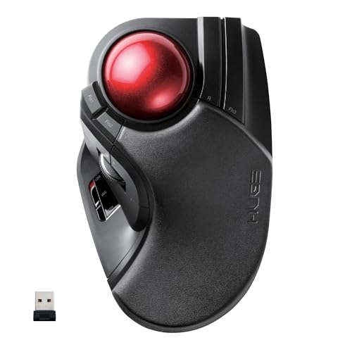 ELECOM 2,4 GHz kabellose Fingerbedienung, große Trackball-Maus, 8-Tasten-Funktion mit glatter Tracking, präziser optischer Gaming-Sensor, Handballenauflage (M-HT1DRBK) Bild 1