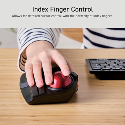 ELECOM 2,4 GHz kabellose Fingerbedienung, große Trackball-Maus, 8-Tasten-Funktion mit glatter Tracking, präziser optischer Gaming-Sensor, Handballenauflage (M-HT1DRBK) Bild 3