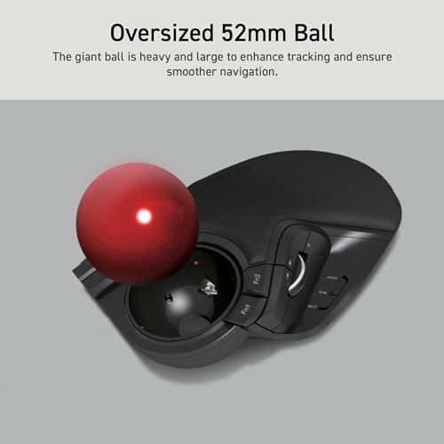 ELECOM 2,4 GHz kabellose Fingerbedienung, große Trackball-Maus, 8-Tasten-Funktion mit glatter Tracking, präziser optischer Gaming-Sensor, Handballenauflage (M-HT1DRBK) Bild 5