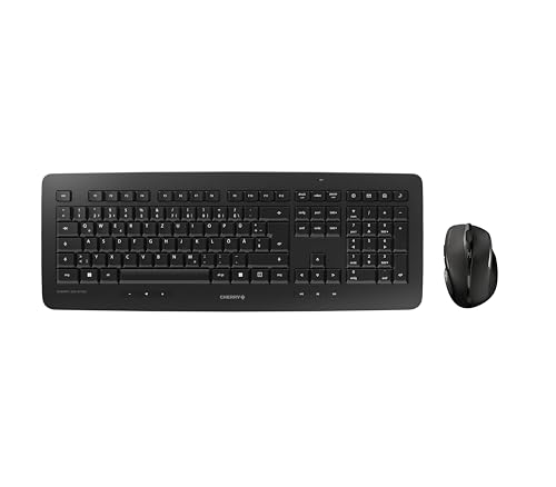CHERRY DW 5100, Kabelloses Tastatur-Maus-Set, Deutsches Layout (QWERTZ), 2,4 GHz Funk, Plug & Play, Ergonomische Rechtshändermaus, Batteriebetrieben, Schwarz Bild 1