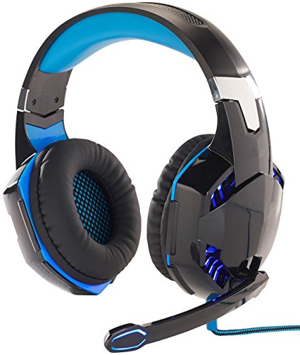 Mod-it Gaming Kopfhörer: Beleuchtetes Gaming-Headset mit Kabelfernbedienung & Mikrofon-Schalter (Gamer Headset, Headset für PC, Fernbedienungen) Bild 1
