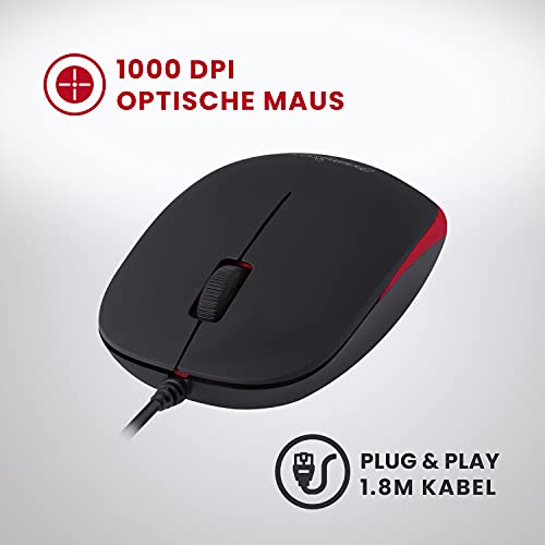 Perixx PERIDUO-212 DE, Kompaktes Mini Tastatur und Maus Set, USB-Kabel, Schwarz, Deutsches Layout Bild 4