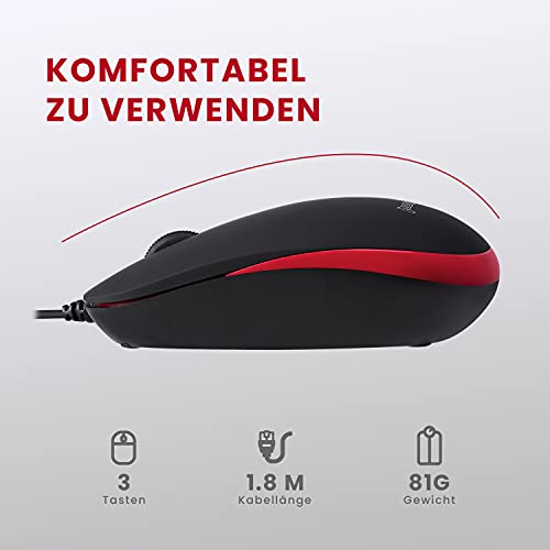 Perixx PERIDUO-212 DE, Kompaktes Mini Tastatur und Maus Set, USB-Kabel, Schwarz, Deutsches Layout Bild 6