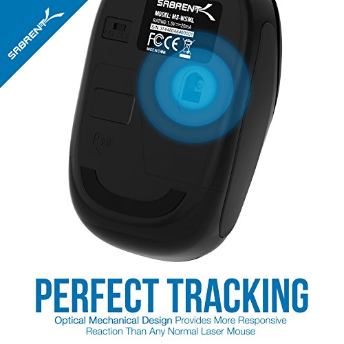 SABRENT Kabellose Maus, 2.4 GHz Bluetooth Verbindung, kleine Computer Maus mit Nano Empfänger (1200 DPI) Optische Mini Maus for, PC, Gaming, Desktop, Mac, Laptop, mackbook, Schwarz (MS-WSML) Bild 4